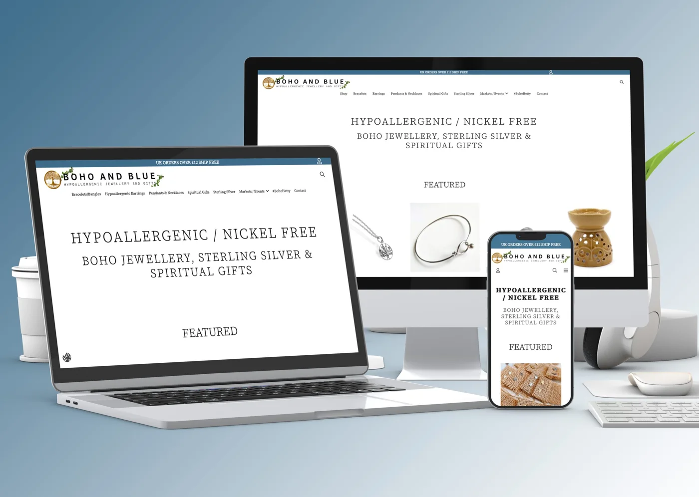 Boho and Blue website design