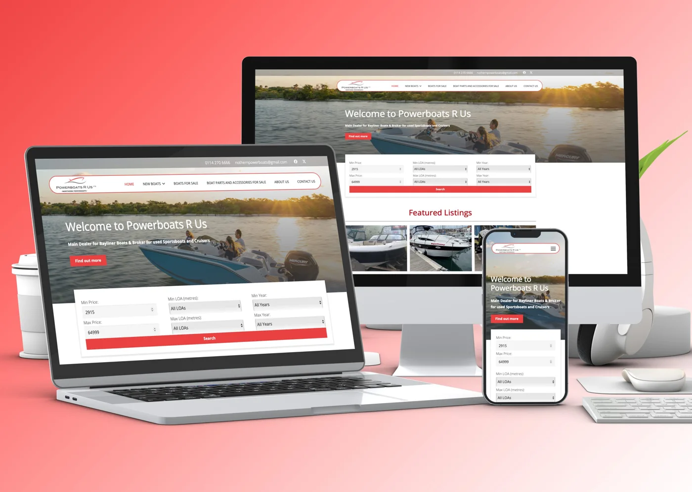 Powerboats R Us website design
