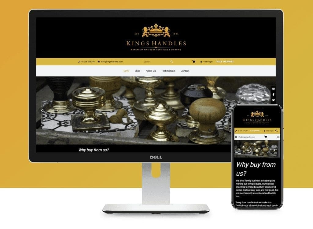 Desktop and Mobile View of the landing page for Kings Handles