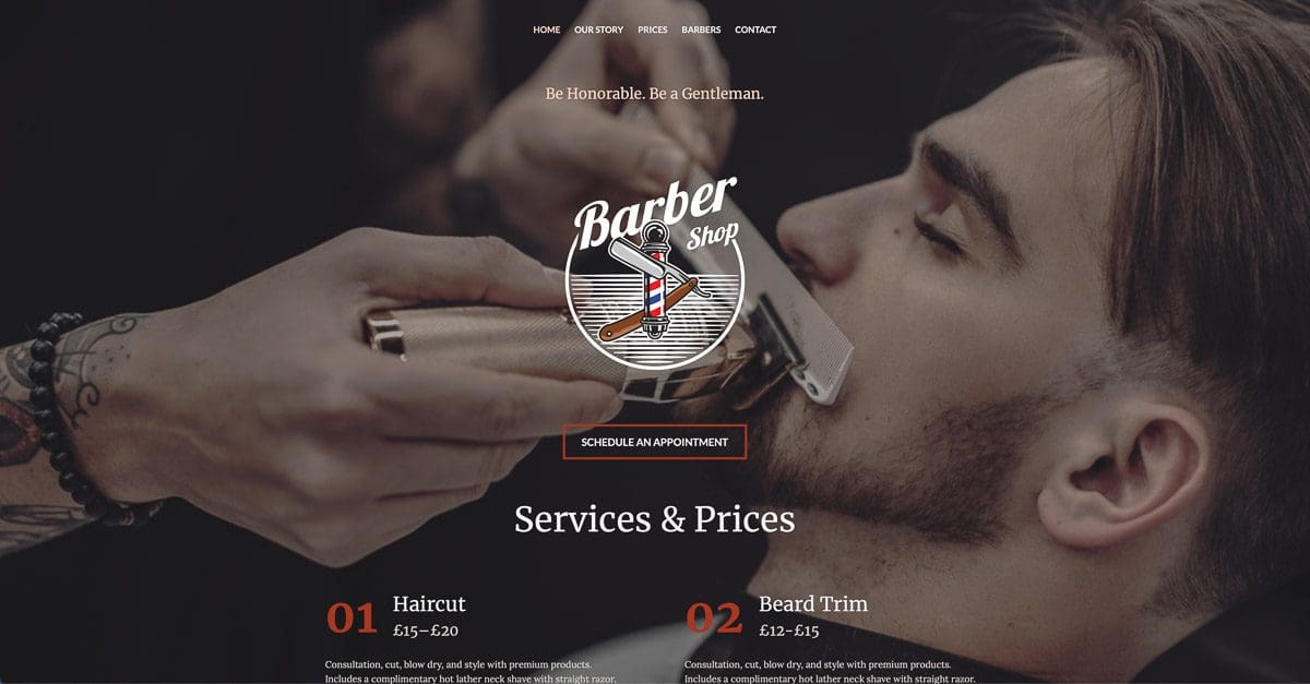 Hampshire Web Design Barbershop Demo