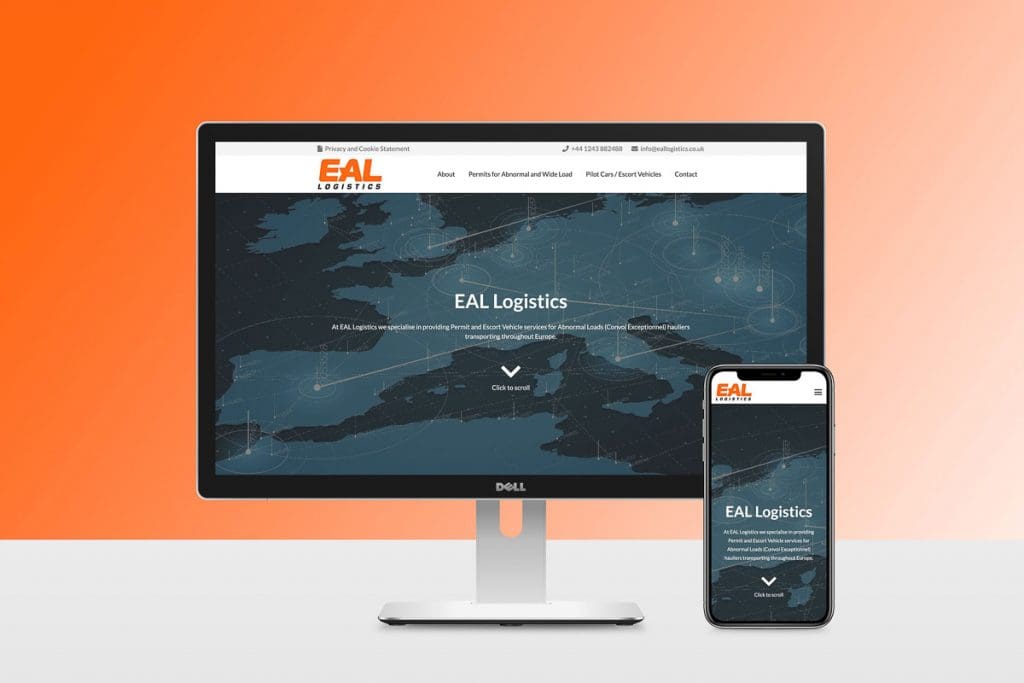 Desktop and Mobile View of the landing page for EAL Logistics