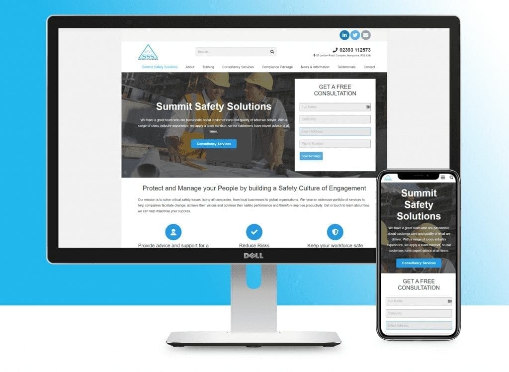 Desktop and Mobile View of the landing page for Summit Safety Solutions